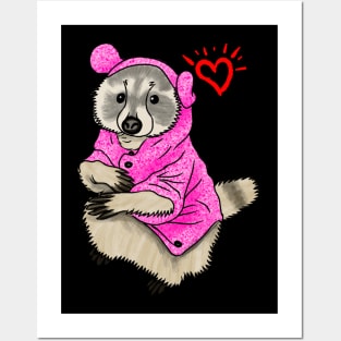 Racoon in pink Posters and Art